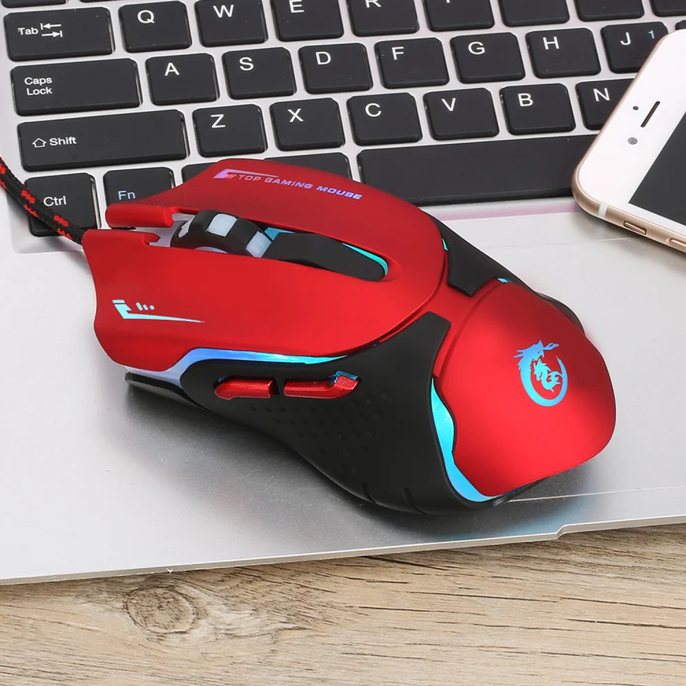 HXSJ 3200DPI звук щелчок Проводная игровая мышь USB Gamer 6 кнопок оптическая Эргономика