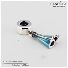 Оригинальное серебряные бусины 925 пробы Серебряное платье Эльзы с голубой эмалью/подвески для браслетов DIY Модные женские ювелирные изделия