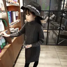 Girls Hitz 2016 female children in long sweater collar sweater factory direct supply elasticity problem