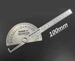 Rapporteur d'angle de 100mm à main, taches, rapporteur en acier HS1024B, échelle de gravure 