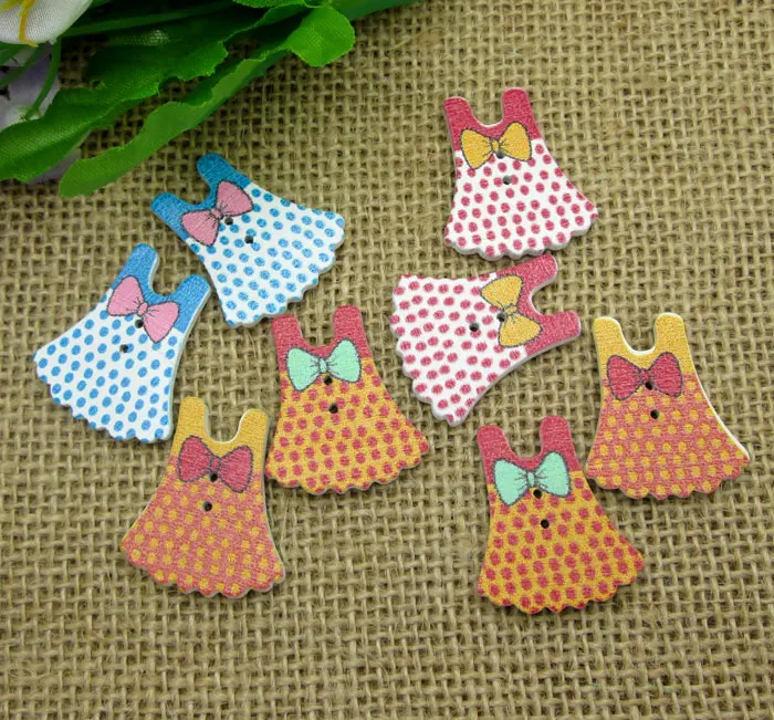 

50Pcs Mixed Wood Skirt Sewing Buttons For Kids Clothes Scrapbooking Decorative Botones Needlework DIY Accessories