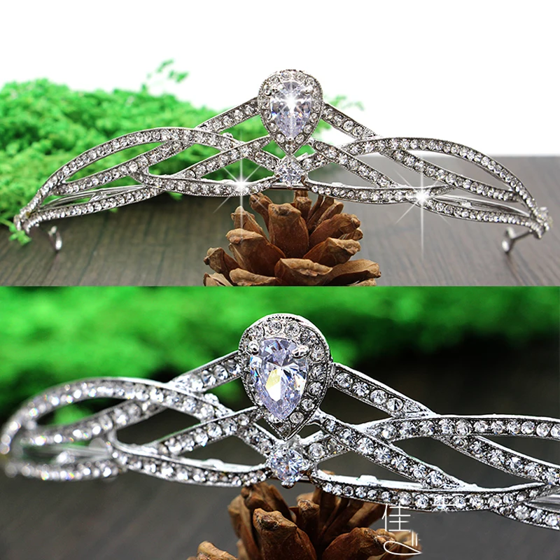 Beauty-Emily Bella Elegant grande flor de cabeca de cristal austriaco Tiara cabelo joias para o presente Wedding Accessores