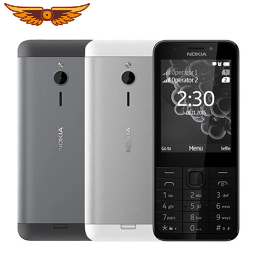 

Original Unlocked Nokia 230 GSM 2.8 Inch Dual SIM & Single SIM Card 2MP QWERTY English Keyboard Refurbished Mobile Phone