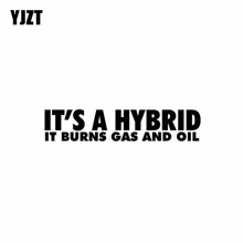 YJZT, 15 см* 3,1 см, это гибрид, он сжигает газ и масло, Виниловая наклейка, персональная наклейка для автомобиля, черный/серебристый C10-01834