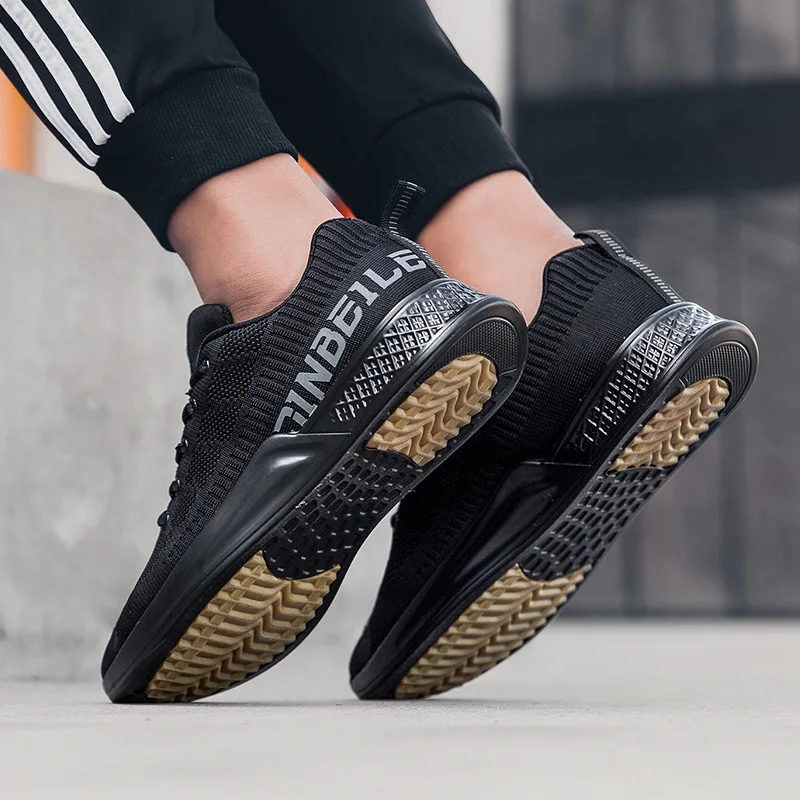 JINBEILEE 2019 Spring New Men's Flying Woven Sports Shoes Breathable Non-slip Rubber Lightweight Running Shoes Lace-Up JINBEILEE 2019 Spring New Men's Flying Woven Sports Shoes Breathable Non-slip Rubber Lightweight Running Shoes Lace-Up