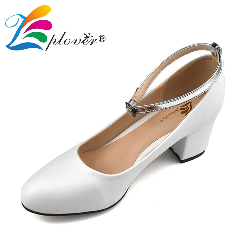 

White Women Pumps 6cm High Heels Shoes Woman Comfortable Square Heel Women Shoes Buckle Strap Ladies Shoes Chaussure Femme