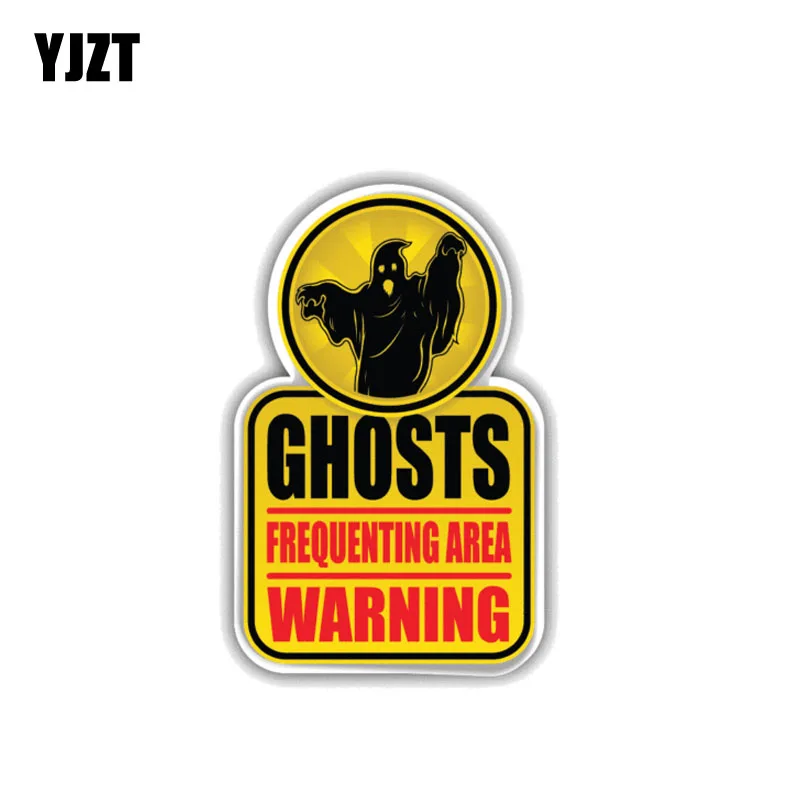 

YJZT 11.6CM*7.3CM Car Sticker Reflective Decal GHOSTS Frequenting Area Warning Accessories 12-1521