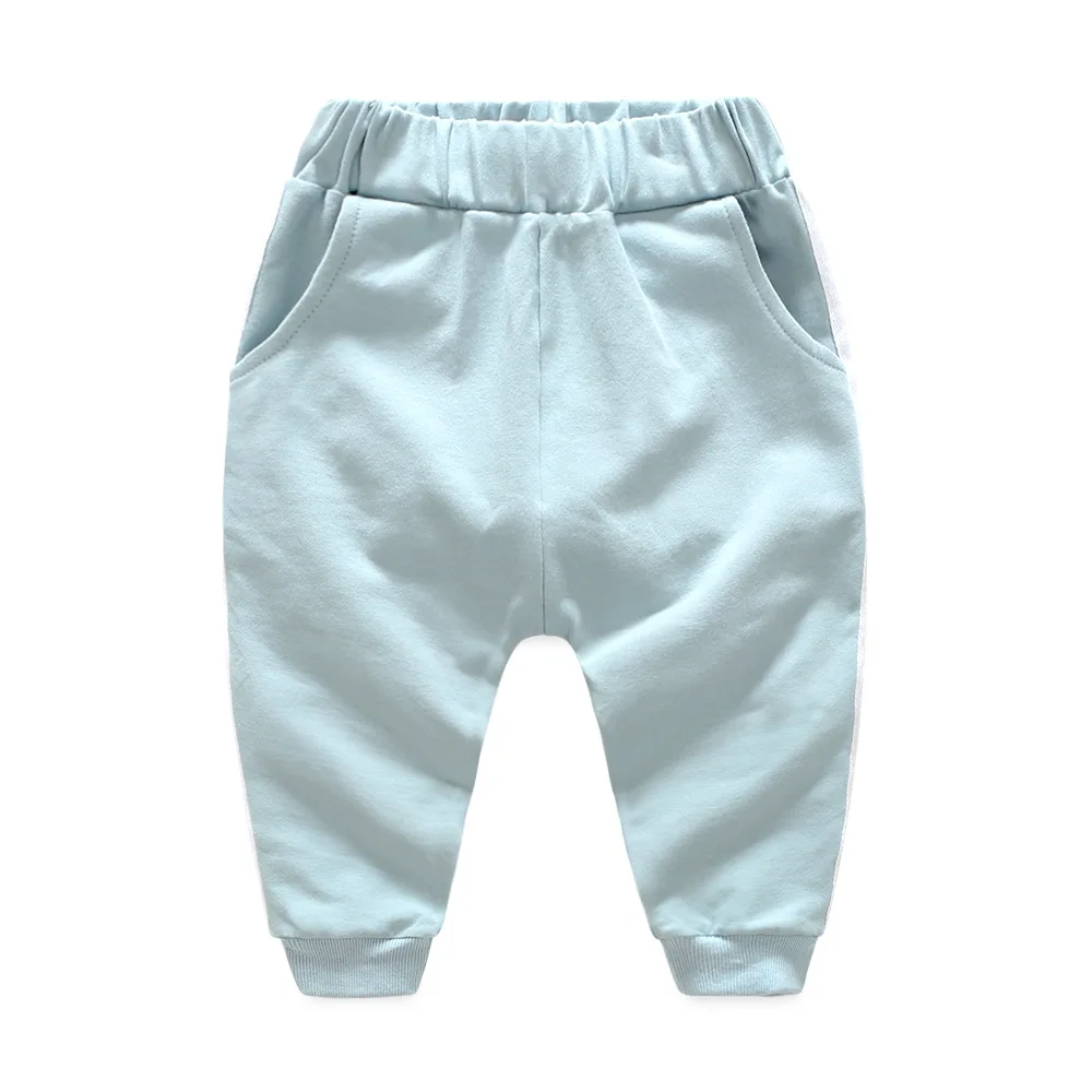 Детские хлопковые свободные спортивные штаны отличного качества штаны-шаровары для отдыха для мальчиков и девочек мягкая удобная детская одежда для малышей - Цвет: Небесно-голубой