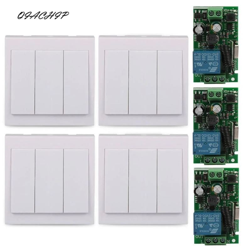 

Universal AC 85V~250V 1CH RF Wireless Remote Control Switch Module Receiver + 3CH 433Mhz 86 Wall Panel Remote Transmitter Z2