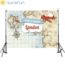 Sunsfun niños mural de fondo de Avión Vintage papel plegable cámara fotográfica de vinilo 220x150cm