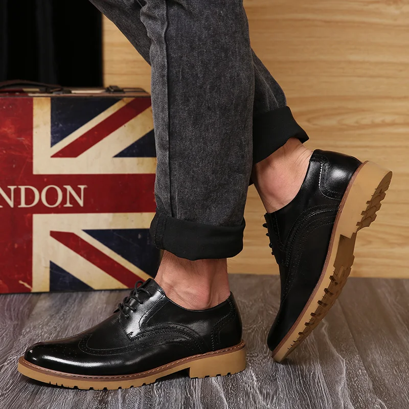 XINGYIDA Wingtip черный Повседневная Мужская обувь Кожа Формальное свадебное платье