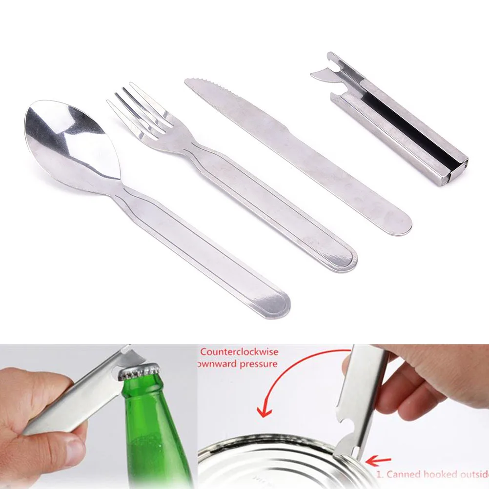 Outdoor Picnic Utensils Stainless Steel Spoon Fork Knife Portable