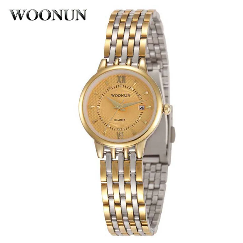 

WOONUN Gold Watch Women Fashion Brand Stainless Steel Import Quartz Watches Ladies Exquisite Small Watch Relogio Feminino Gift