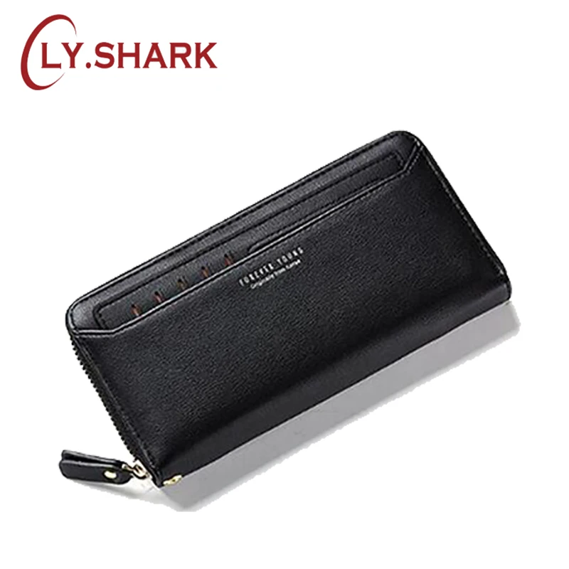 

LY.SHARK 2019 New PU Leather Zipper Clutch New Coin Purse Female Long Fashion Wallet Business Card Holder Ladies Money Wallet