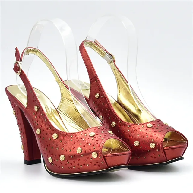 New Arrival Italian Shoes And Bags To Match With Bag Set Decorated Rhinestone Women