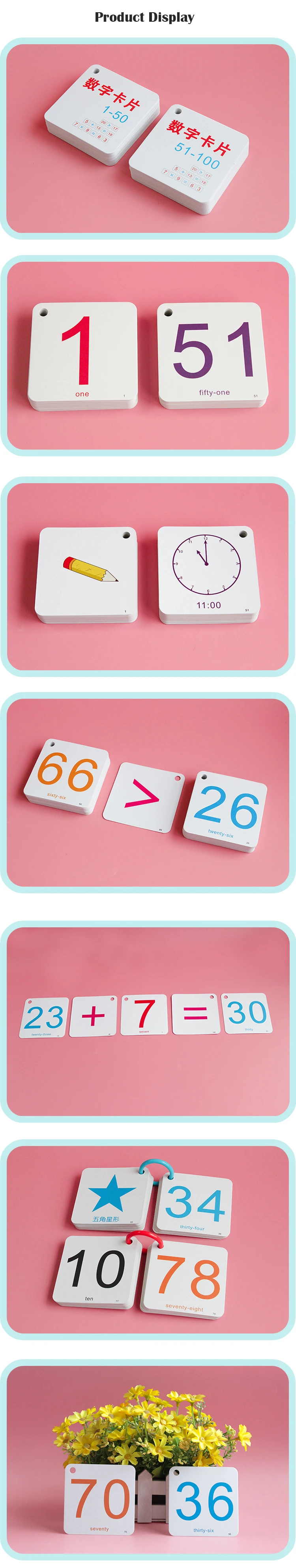 Educativos para Crianças Jogo do Miúdo Inglês 1-100 Dígitos Palavras Cartões Flashcards Aprendizagem Brinquedos Juguetes Educativo 100 Pçs - Set 5 Home & Garden