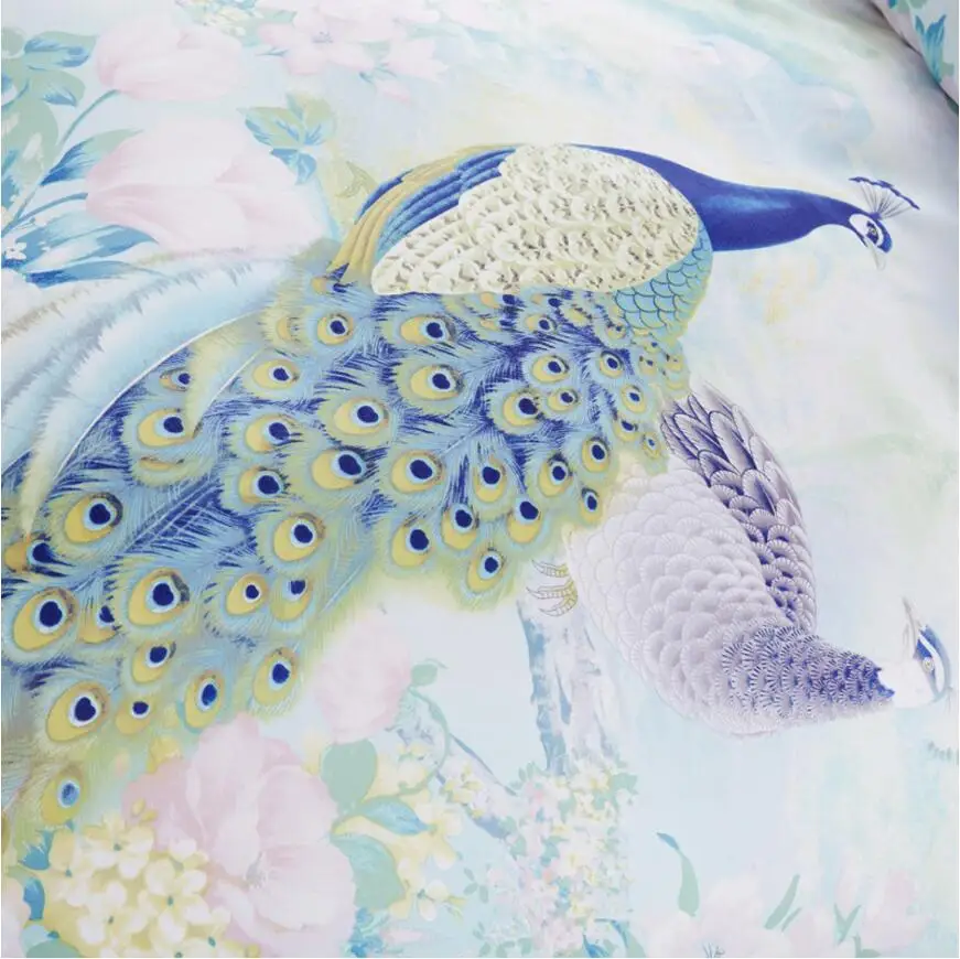 الطاووس الملكة/الملك ايوسل مجموعة مفروشات فاخرة بوهو نمط 4 قطع غطاء لحاف أغطية السرير ورقة سادات الرئيسية النسيج