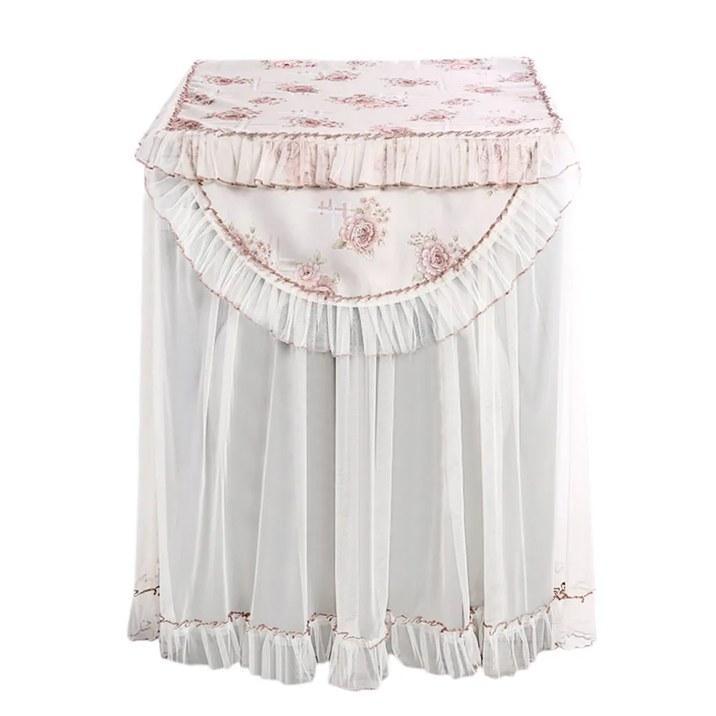 Lace Ruffle Floral Washing Machine Dust Cover Protection Front Durable Soft Home