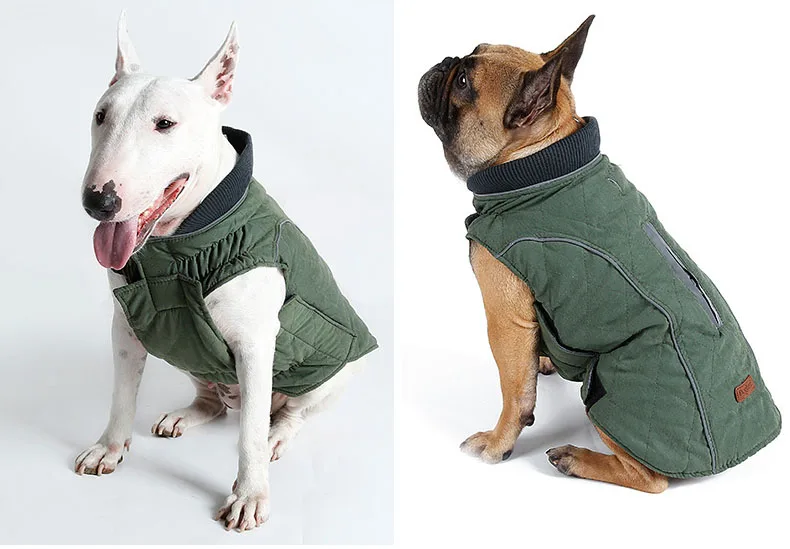 Теплые флисовые Большие куртки для собак, одежда для домашних животных, зимний жилет для собак, спортивная одежда, светоотражающий золотистый ретривер, одежда для бульдога