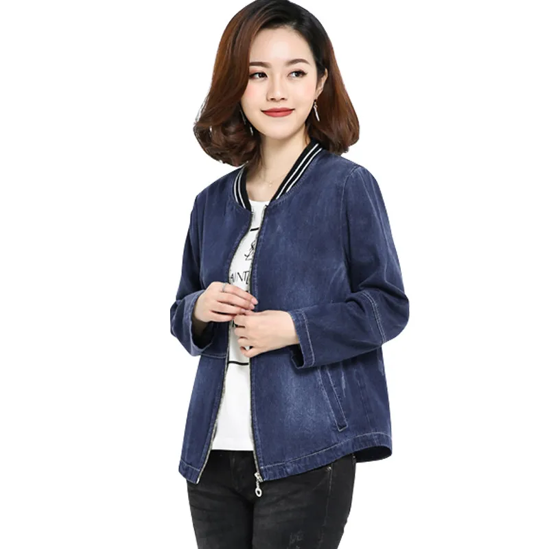 

Spring Autumn Women Jacket 2018 New Long Sleeve Round Neck Female Denim Jacket Loose Large Size Casual Ladies Jacket Tops cw319
