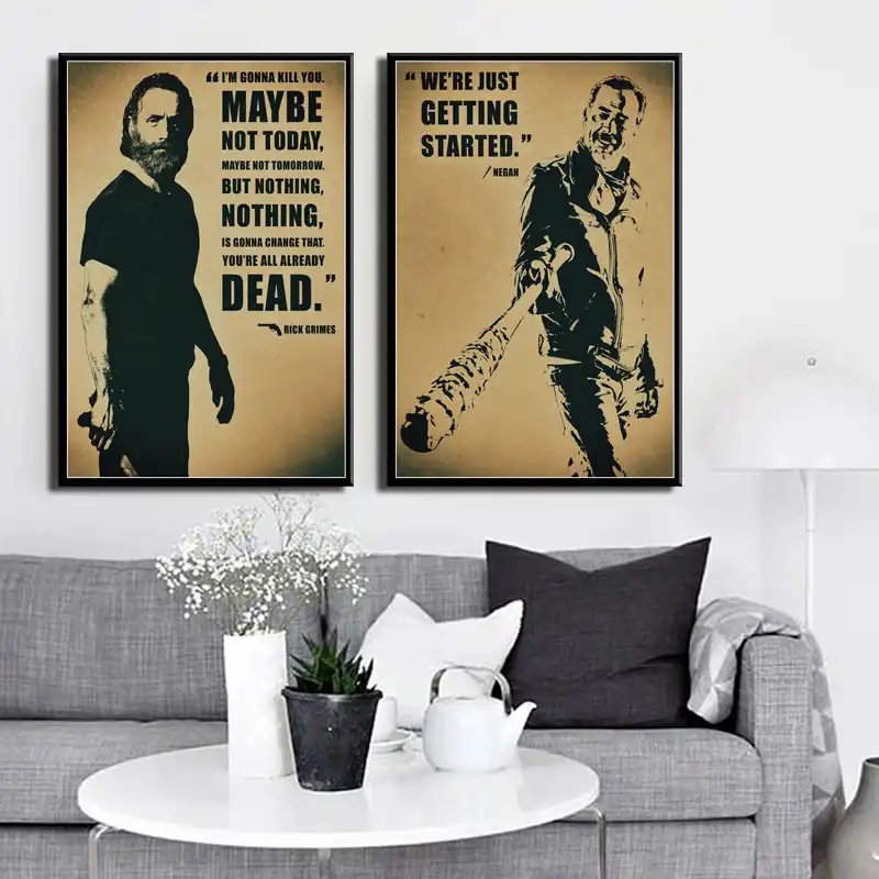 Peinture Sur Soie Avec Citation The Walking Dead Rick Grimes Negan Personnages Chauds Affiche En Toile Decoration Murale Pour La Maison P649 Aliexpress