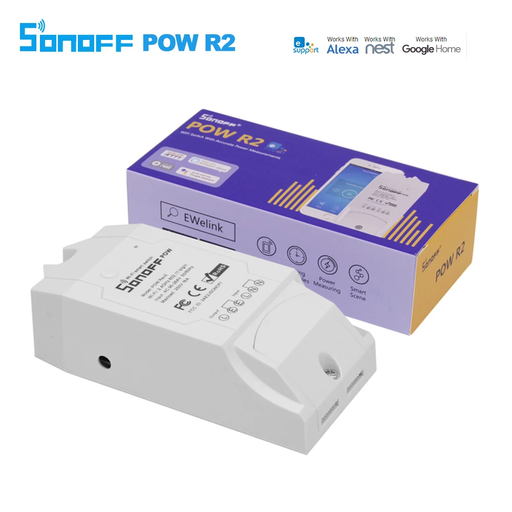 2PCS Sonoff Pow R2 Smart Wifi Switch Wireless ON OFF Remote Controller A1C5 
