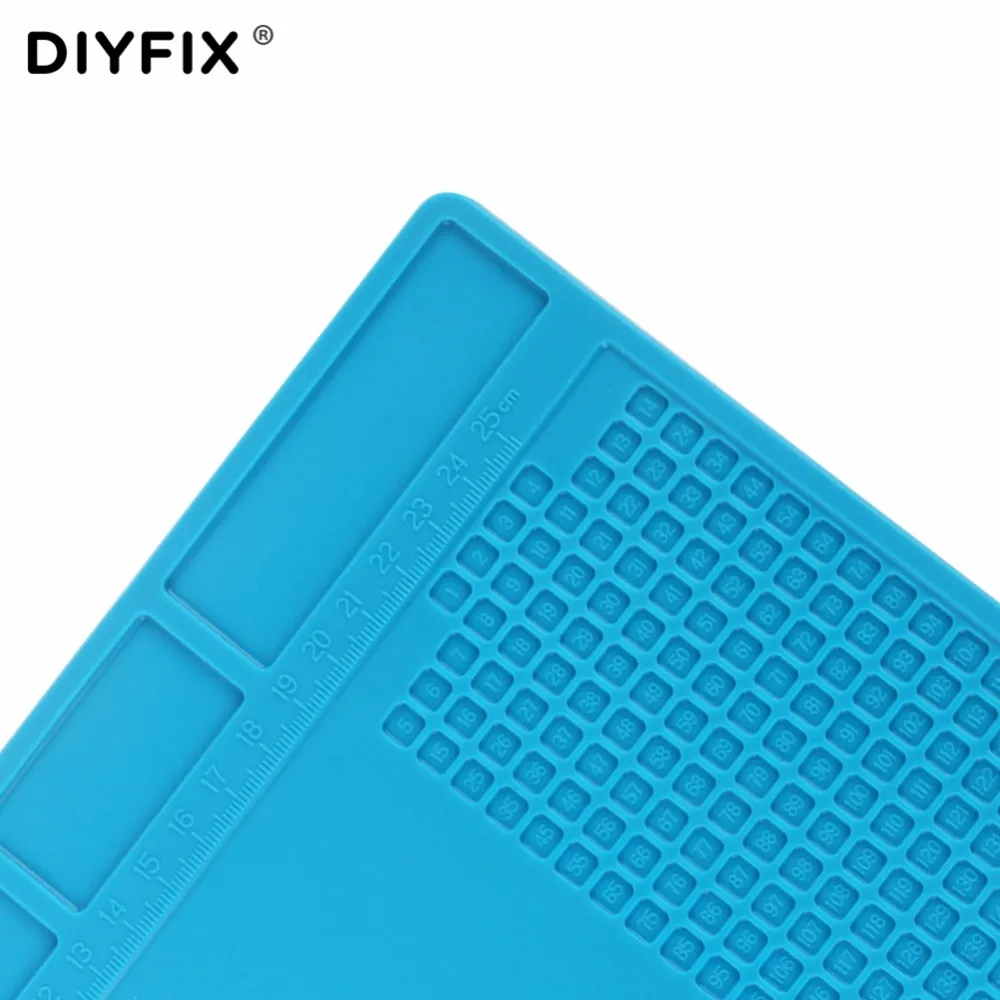 DIYFIX Phone Repair Tools 34x23cm Heat Insulation Silicone Pad Desk Mat BGA Soldering Station with Screw Position