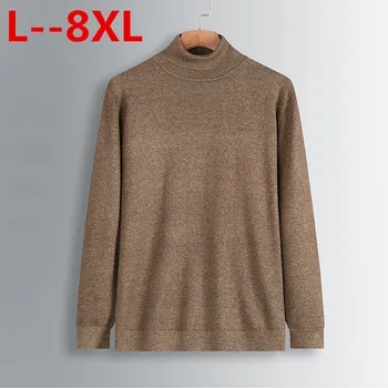 

8XL 6XL 2018 New Autumn Winter Men'S Sweater Men's Turtleneck Solid Color Casual Sweater Men's Slim Fit Brand Knitted Pullovers