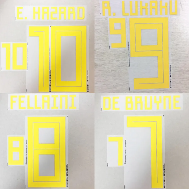 

2018 Belgium DE BRUYNE R. LUKAKU E. HAZARD CARRASCO FELLAINI WITSEL Football Font Print Hot Stamping Custom Name Number Patches