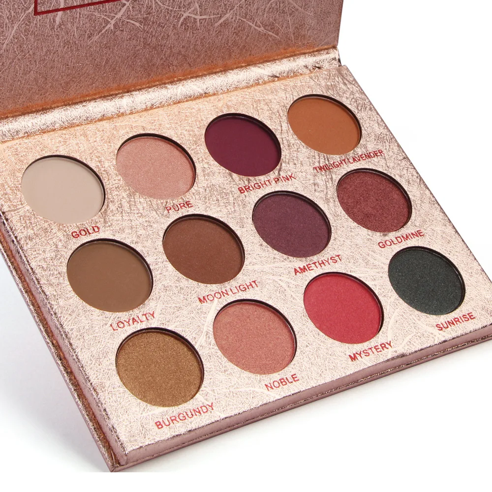 

12 color eyeshadow tray durable coloring eye makeup 2019 new earth color matte pearl eye makeup tray Send brush