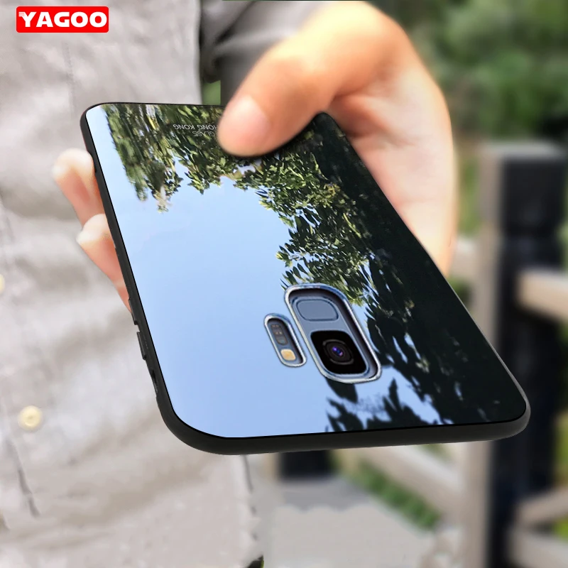 For Samsung Galaxy S9 Plus case Tempered Glass back cover hard ultra thin protective shell for Yagoo |
