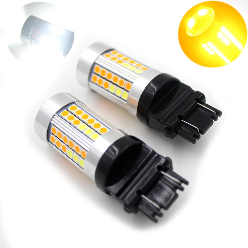 2 шт. Canbus No Hyper Flash T25 3157 P27/7 Вт светодиодные фонари белый/янтарный двойной цвет