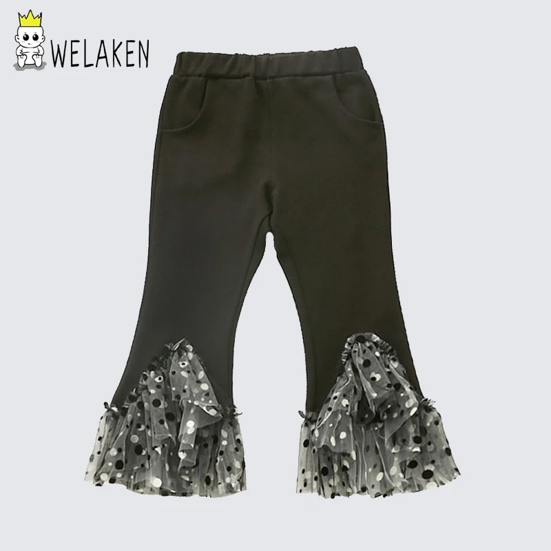 

weLaken New Arrival Sequin Pants Fashion Style Babes Girls Clothes Black Cotton Toddler Girls Pant Children's Kids Pants
