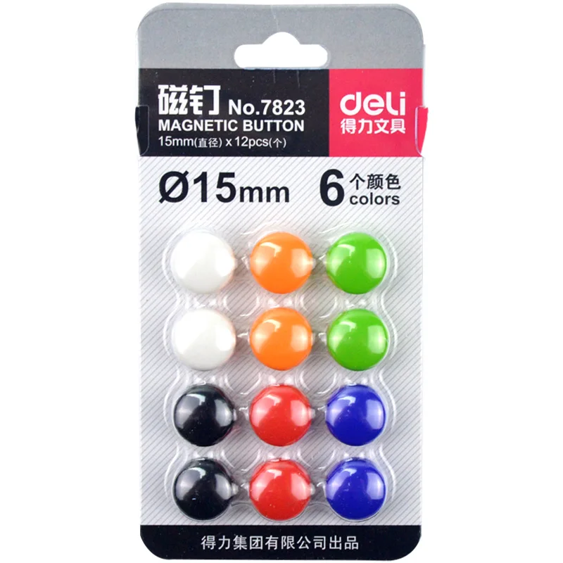 

12 Pcs/pack Deli Quality 15mm * 12pcs White Board Magnetic Button School Office Suppiles Accessories