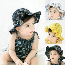 Широкими полями Цветочные сумка с рисунком Шапки для детей унисекс Открытый весной в рыбацком стиле девочки-Мальчики Лето Солнцезащитный козырек пляжная шляпа