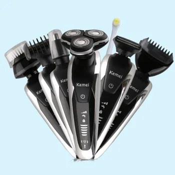 

Kemei 7 in 1 Electric Shaver Men Machine Nose and Hair Trimmer Rechargeable Toothbrush Barbeador Washable Floating Blade