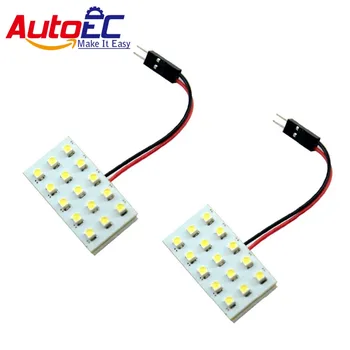 

AutoEC 2x Festoon ba9s T10 1210 3528 15 smd Reading Lights led 12v 3 adapter Car panel White Blue #LL02