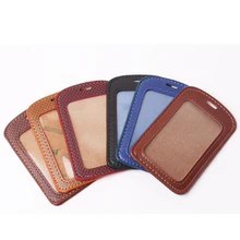 2017 Split Leather Lanyards Id Badge Holder Business Card Flight Crew Bank Credit Card Holder Case Office Supplies Neck Strap