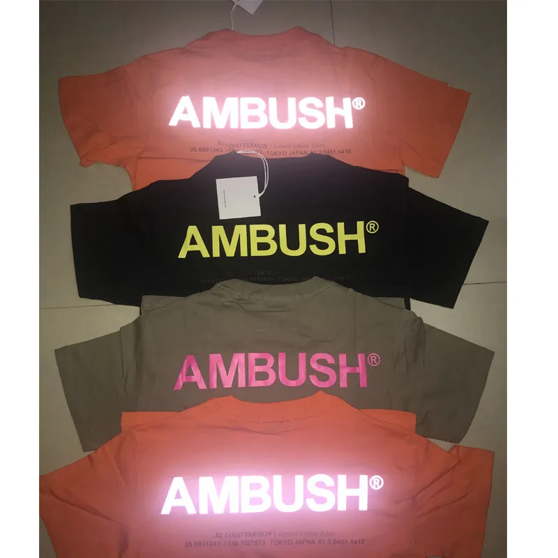 AMBUSH TShirt Men Women Streetwear 3M Reflective 2019 Harajuku Summer