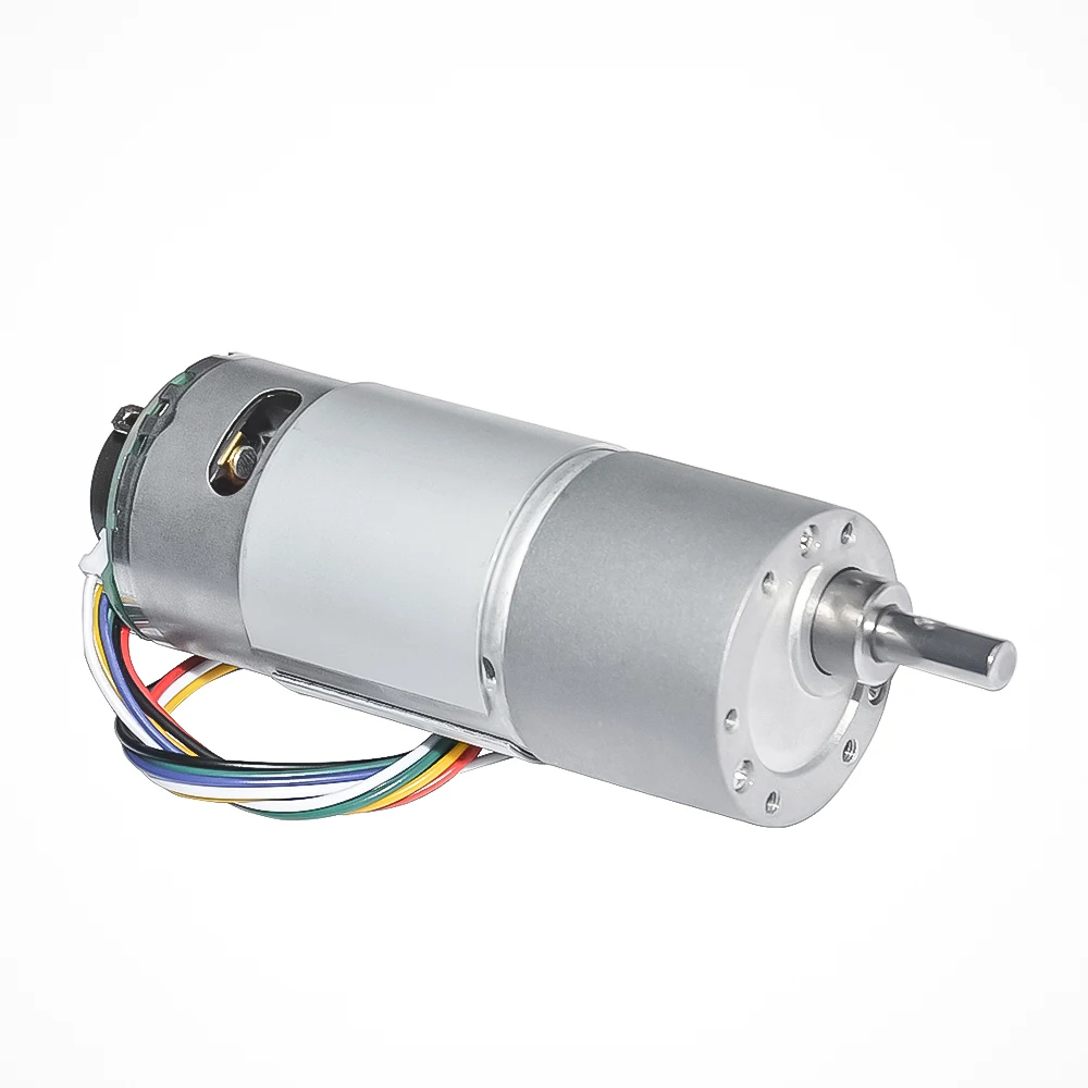 

DC Geared Motor with Hall Encoder 12V 24V 10~900rpm Speed Optional Dia 37mm Output Shaft 6mm for DIY Engine Robot