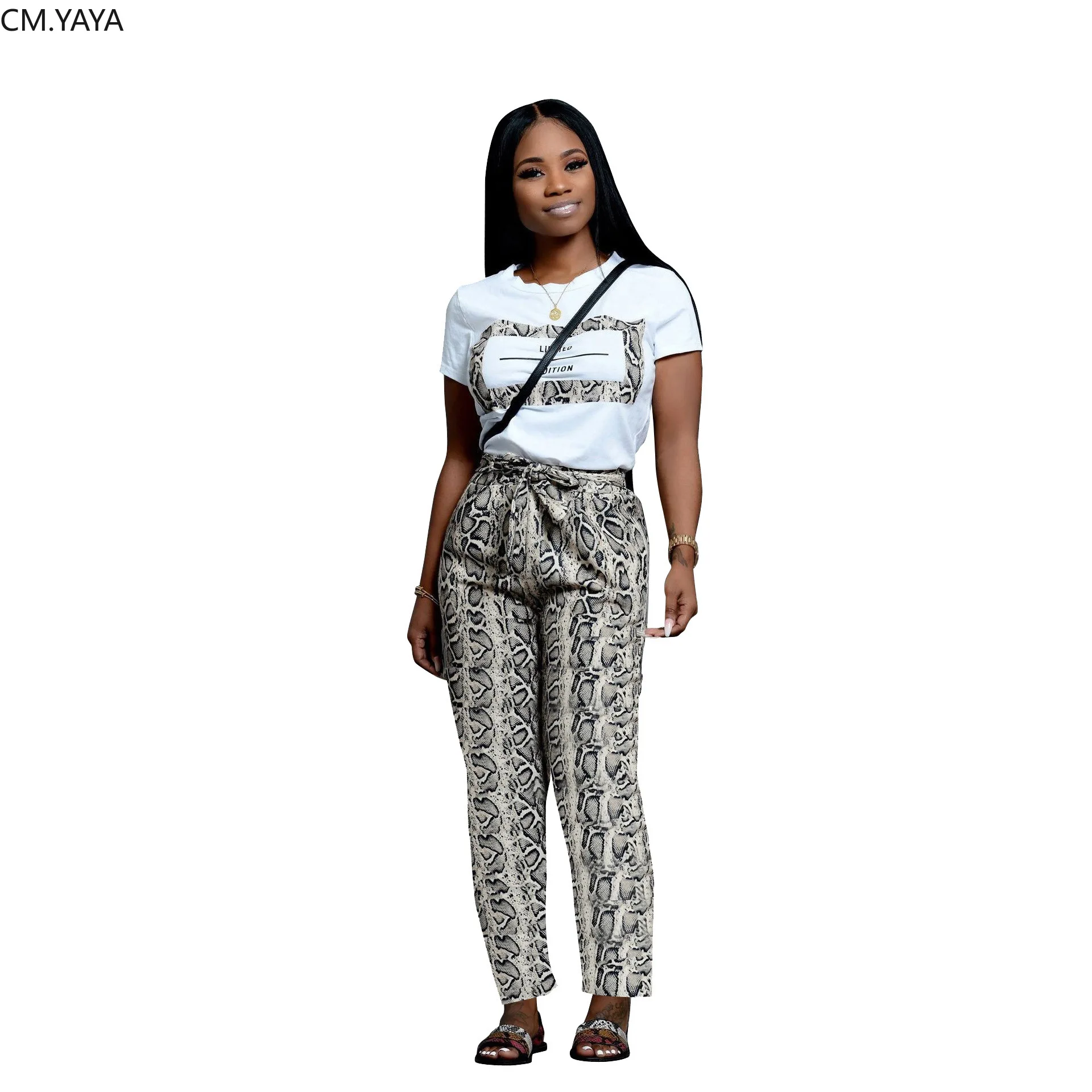 

2019 Women autumn new leopard letter print tee top & high waist sashes Pants suit two piece set sporty tracksuit 3 color GLD9154