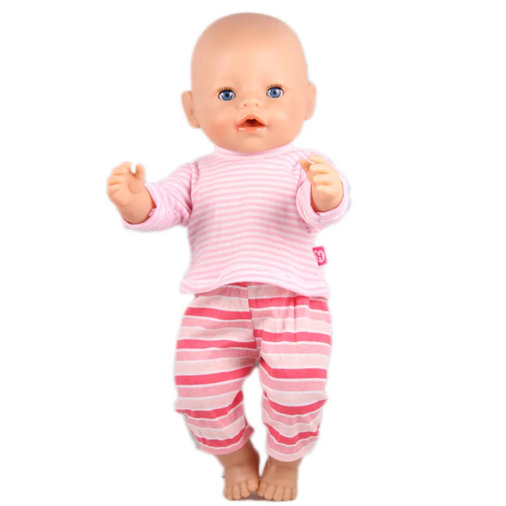 Розовая пижама + Брюки для девочек куклы одежда подходит 43 см BABY born Zapf 18