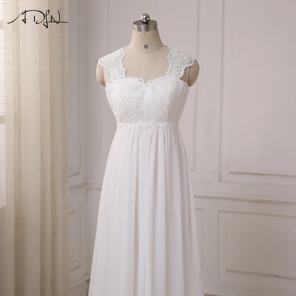 ADLN 2019 в наличии шифоновые пляжные свадебные платья Vestido De Noiva с рукавами-крылышками Империя на шнуровке сзади беременное свадебное платье