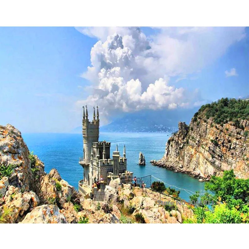 

DIY Framed City Landscape DIY Oil Painting By Numbers Canvas Painting For Wedding Decoration Home Decor Drop Shipping RA3118
