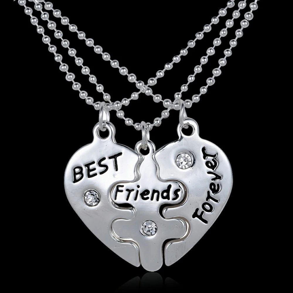 3 vendimia rompecabezas mano estampado mejor amigo para regalos Amuletos pareja amistad Collares|necklace best|friendship necklacebest friends forever - AliExpress