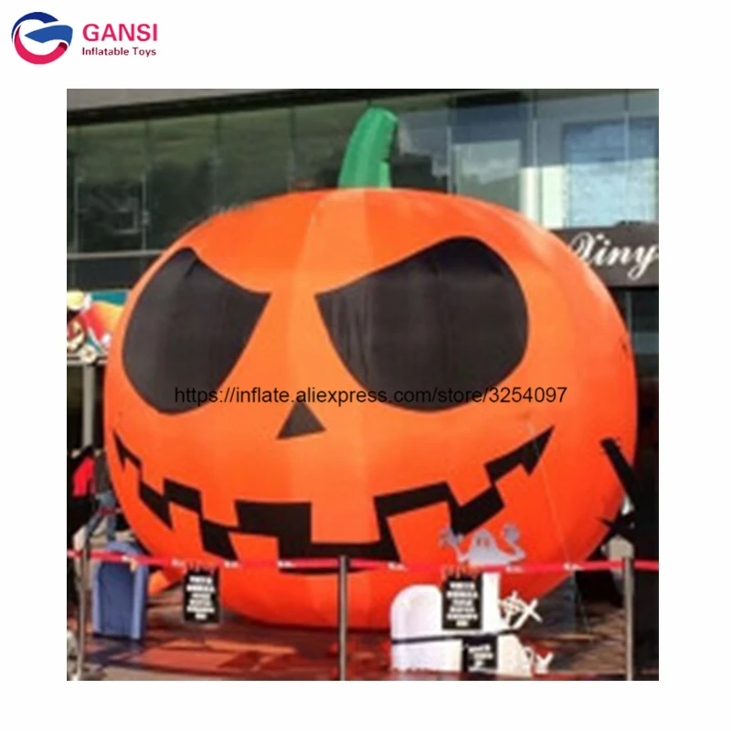 Outdoor Advertising 3M Height Giant Halloween Decoration Inflatable Pumpkin For Holiday