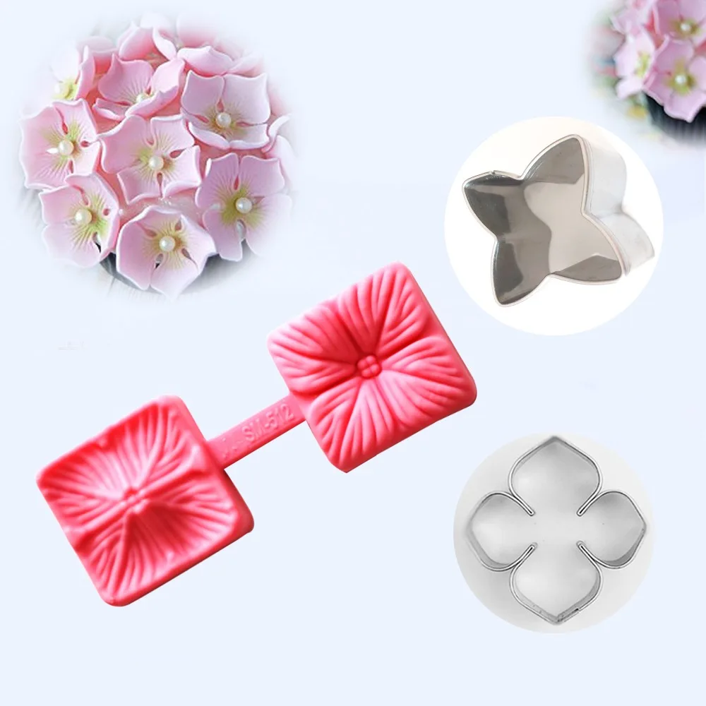 RoHydrangea цветок лепесток силиконовый Veiner & Cutter Fondant Sugarcraft Проводная Гортензия