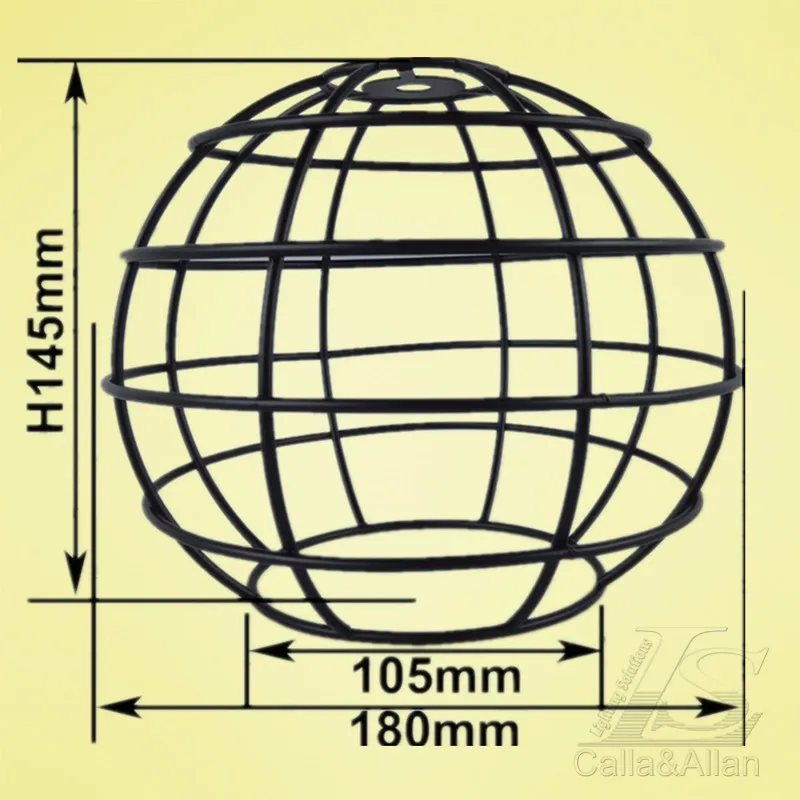 180 мм X 145 мм E27 абажур черный готовой круглой железной клетке Эдисона абажур DIY Черный Железный Абажур для освещения