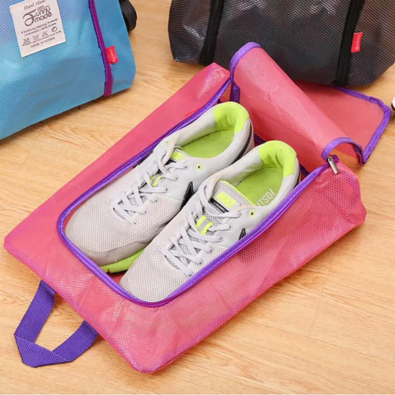 2016 New Portable Outdoor Travel Shoes Waterproof Mesh Zipper Bag Case