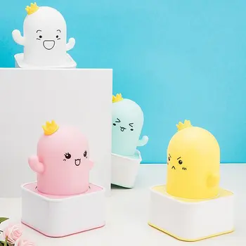 

Cute Cartoon Cactus Shape LED Rechargeable Silicone Night Light Tap Control Lamp For Children Bedroom Living Room Decoration